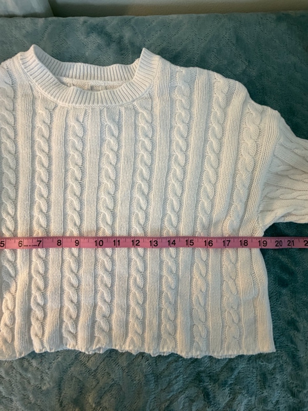 Aerie 100% Cotton Cable Knit Cropped Sweater M Preppy Coastal Beach Festival - Picture 8 of 10